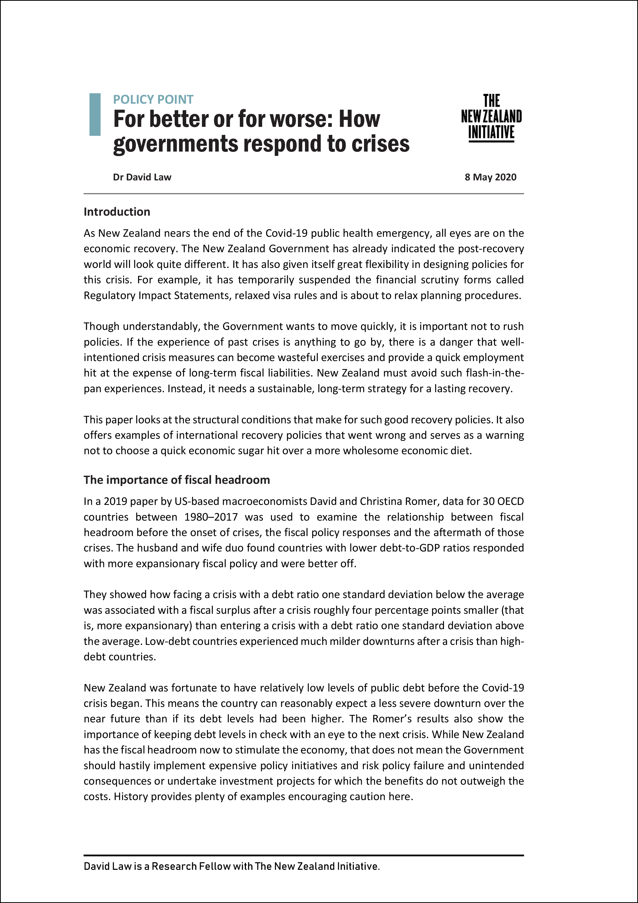 Policy Point For better or for worse How governments respond to crises 002 1