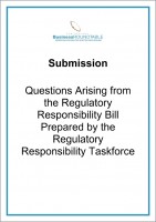 Submission Questions arising from Regulatory Responsibility Bill cover