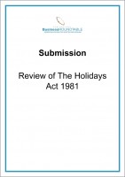 Submission Review of the Holidays Act 1981